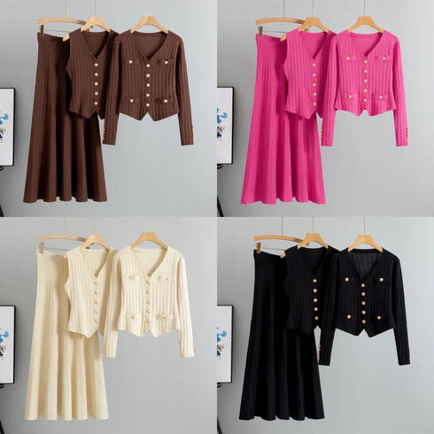 High Premium Quality Knitted 3 Piece Co-Ord Sets